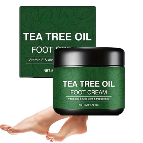 Crema para pies con aceite de árbol de té para pies secos y agrietados, bálsamo intensivo para el cuidado de los pies agrietados y callociones, crema hidratante de triple reparación, loción para pies