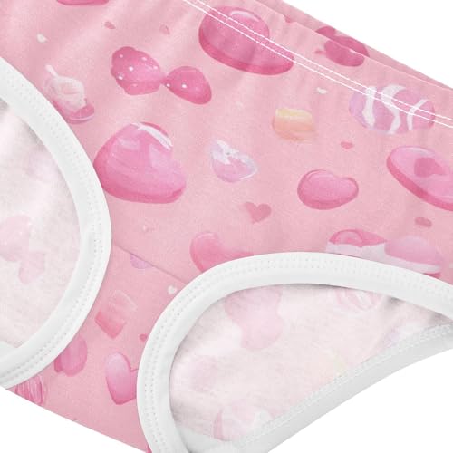 Wusikd Pink Hearts Girls' Underwear Cotton Candy Girls Briefs Soft Toddler Underwear 2T4