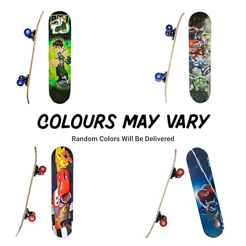 Image of Skateboard 17''X 6'' Complete Skateboard, Double Kick Concave Skate Board 9 Layer Plywood Deck Standard Skateboards for Kids Boys Girls Beginners Teens Adult (Print May Vary)
