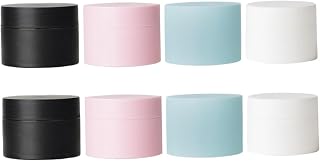 iplusmile 8 piezas Botes Plásticos Pequeños para Viaje Envases Cosméticos con Tapa Interior Frascos para Crema Loción y Maquillaje Compactos y Portátiles Colores Blanco Negro Rosa y Azul
