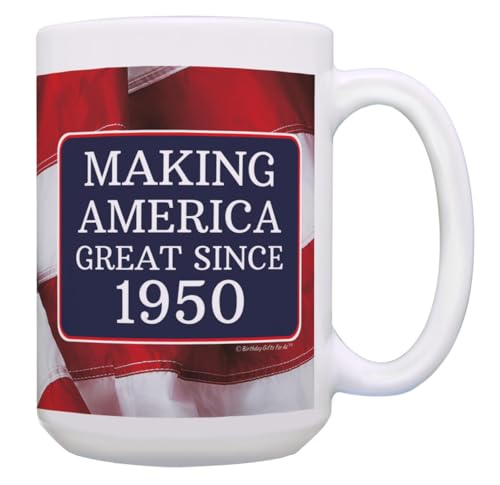 75th Birthday Gifts Making America Great Since 1950 MAGA Coffee Mug Birthday 15 oz American Flag