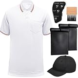 ShinyMatch 6 Pcs Baseball/Softball Umpire Accessories Set Including Umpire Shirt Hat Indicator Brush Bag for Men Referee(X-Large,White)