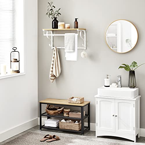 Miniatura 4 de Vasagle - Perchero De Pared Industrial Con Estante, 5 Ganchos, Barra De Suspensión Para Pasillo, Cuarto De Baño, Sala De Estar, Color Madera Y Blanco Lcr11wy