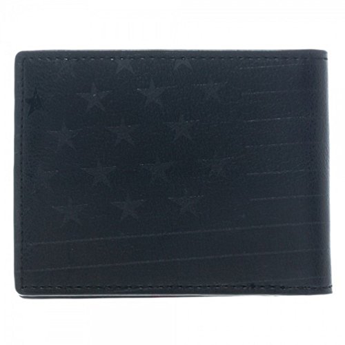 Marvel Captain America Black Metal Badge Bi-Fold Wallet Faux Leather 4.5x3.53