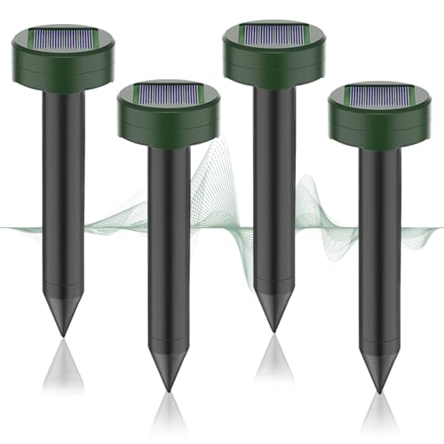 Répulsif pour Anti Taupe,Répulsif Taupe Ultrason,Répulsif Taupe,Répulsif Taupe Solaire à Ultrason,Répulsif Solaire Contre Les Taupe,pour Anti-Taupes/Serpent (4 Pièces)
