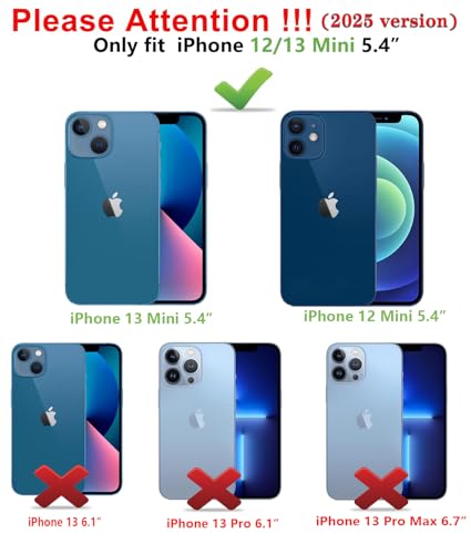 Image of SunStory Compatible with iPhone 12 Mini / 13 Mini Case with HD Screen Protector, 3-Layer Heavy Duty Full-Body Cover,3 in 1 Hybrid Protective Case for iPhone 12 Mini / 13 Mini 5.4 inch, BlackRed