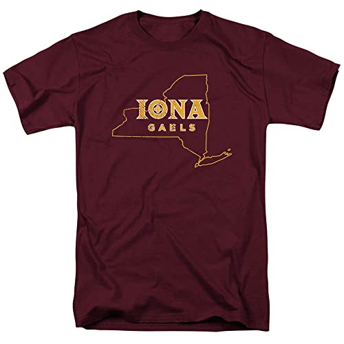 Iona College Official State Shape Unisex Adult T Shirt,Maroon, Small