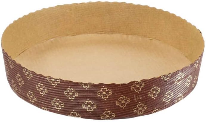 Decony 7" Disposable Round Pie Pans Brown and Gold Free-Standing Paper Baking Mold - 20 pc.