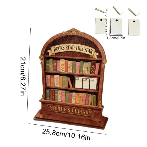 Letrero de madera para contador de libros con diseño grabado motivacional 3