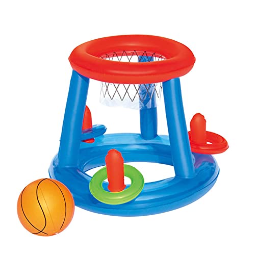 SHFAMHS Panier de Basket Flottant pour Piscine, 3 cerceaux gonflables et Lancer d'anneaux avec Anneaux de Balle, Jouets de Jeu de Piscine pour Enfants, Balle de Jeu Aquatique pour Enfants Adultes Cover