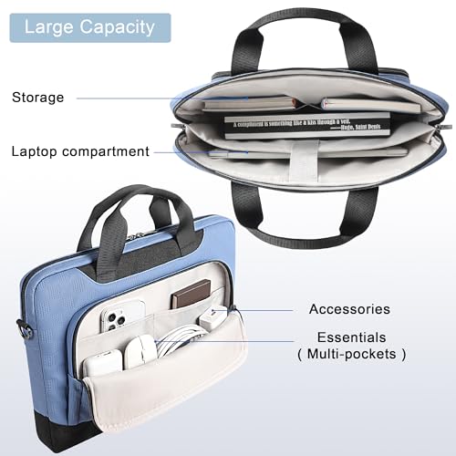 DOMISO 17-17.3 inch Laptop Sleeve Business Briefcase 17 inch Laptop Bag Waterproof 17 inch Laptop Case for Men Women Business Office Work Computer Bag Blue4