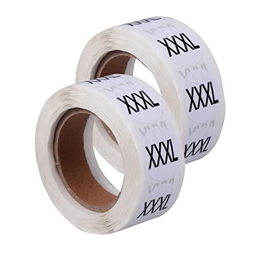DIKACA 2 rollos Etiquetas Adhesivas para Ropa Pegatinas de Tallas Autoadhesivas Multiusos para Prendas de Etiquetas cada Fáciles de Usar y Resistentes para Organizar y Ropa