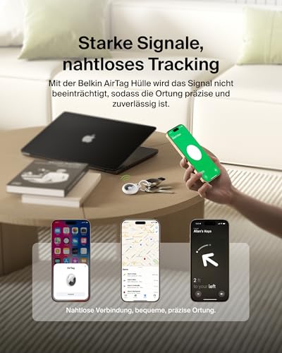 Belkin AirTag Hülle mit Schlüsselanhänger (Secure Holder Schutzhülle für Air Tag, Accessoire mit Kratzschutz) – Weiß