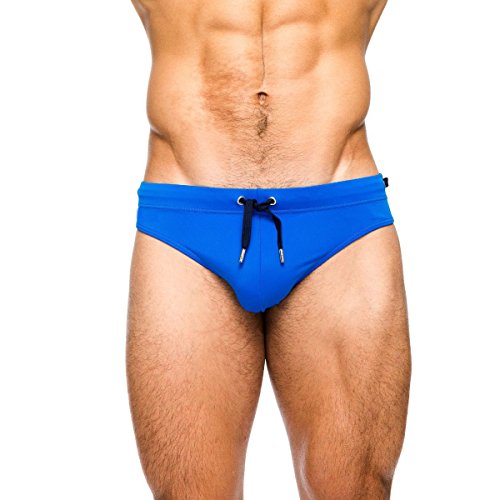 Banana Bucket Men's Athletic Swimwear Briefs Sexy Low Rise Swimwear Underwear with Underwear Pad Blue