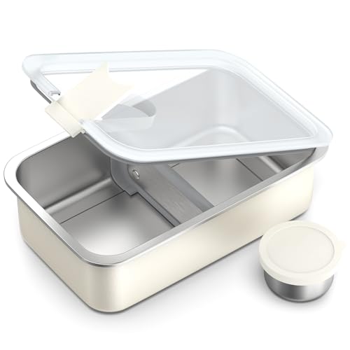 Image of Bakpoco Stainless Steel Bento Lunch Box for Adult, 42oz Leak-Proof Lunch Box Containers, Microwave-Safe, with Adjustable Divider, Convenient Metal Lunchbox for Work, Travel