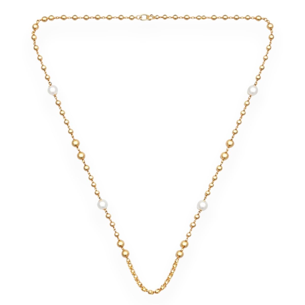 accessher Women's & Girls Elegant Gold-Plated Textured Beaded Long Neck Chain Traditional Necklace with Faux Pearl Accents Stylish Ethnic Necklace Jewellery for Wedding-picture-14
