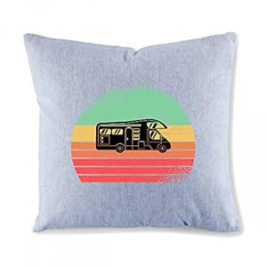 Wohnmobil Retro Sun Kissenbezug Grau Vintage Sofa Kissen Bezug ohne Füllung Vintage Jeans Grau schwarz 40 x 40 cm…