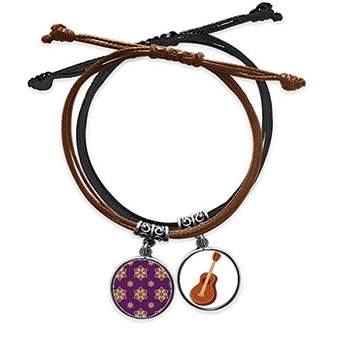 Pulsera de cuero trenzada estilo Tailandia ajustable con adorno de guitarra