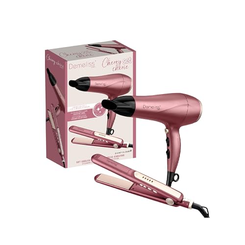 Demeliss SAINT ALGUE - Set Coiffure Complet Sèche-Cheveux + Lisseur - Collection Exclusive Cherry...