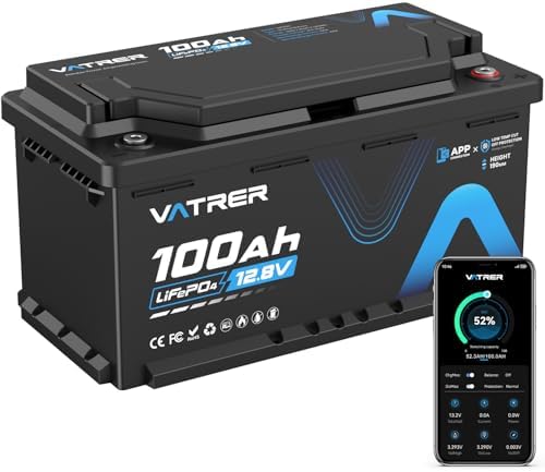 VATRER POWER Batería LiFePO4 12,8V 100Ah DIN H8/L5 Bluetooth