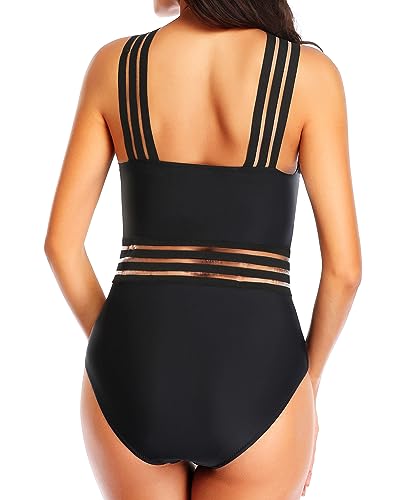 Tempt Me Women Black Crisscross One Piece Swimsuits Mesh Tummy Control Bathing Suits Front Crossover Swimwear Xl #TOP1