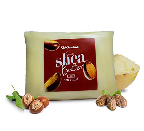 Churchwin Raw Unrefined Ivory Shea Butter, Non-Deodorized, No Additives, Grade A, 100% Pure & Natural, Skin Hydrating, Moisturizer, Nourishing, Essential Body Butter, Body Care, DIY Recipes for Balms, Lotions, Creams, and Soaps. 2 lbs (16 oz)