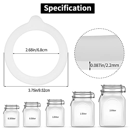 Aster 8 Pcs Replacement Silicone Jar Gaskets, Airtight Silicone Jar Rubbers Seals Rings For Mason Canning Jars Mouth Canning, 3.75 Inch (White) #TOP1