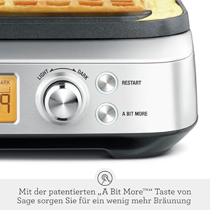 Sage - The Smart Waffle Pro - Waffeleisen - 4 Teigeinstellungen inkl. Belgische Waffeln, Klassische Waffeln - 12 Bräunungseinstellungen, 1000W Leistung, Einfach zu Reinigen - Gebürsteter Edelstahl – Bild 6