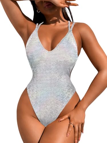 Image of ShawGobow Sexy Swimsuit for Women,Backless Scrunch Butt High Cut Monokini,One Piece Cheeky Bathing Suit Beach Pool Party