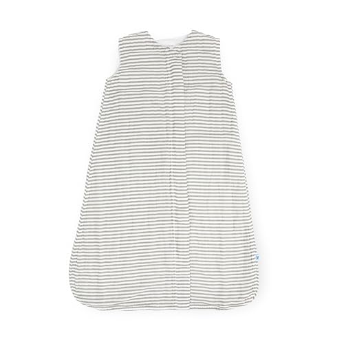 Image of Little Unicorn 0-6 Month Premium Muslin Sleep Sack 1.1 TOG | Soft & Breathable Muslin Cotton for safer sleep | 2 way zipper (Grey Stripe)