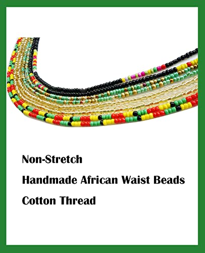 50 Inch Waist Beads for Women African Waist Beads Plus Size Layered Colorful Belly Beads Body Jewelry Non-Stretching Belly Chains(4PCS 7