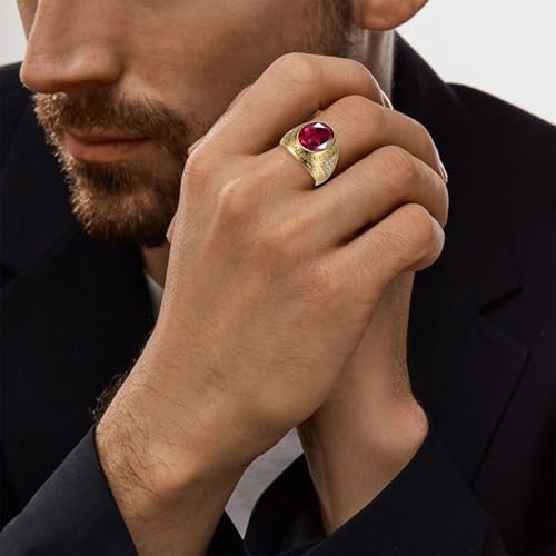 4 Carats Mens Gemstone Ring Luxury 10K 14K 18K Gold Oval Cut Gemstone for Mens Wedding Engagement Ring for Broom Husband Dad Fathers Day Anniversary Valentine's Day4