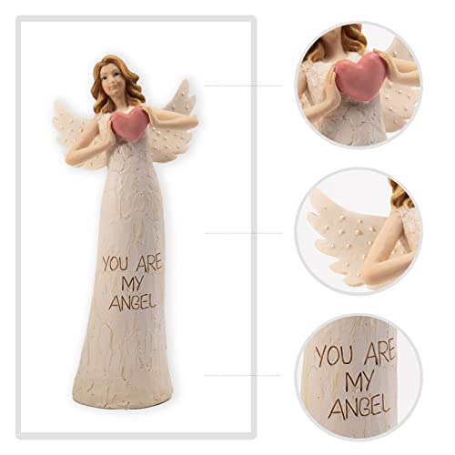 Lc Lcdecohome Guardian Angels Figurines Collectible Praying-Statue - Home Décor Resin Hand Painted Angel Holding Heart Sculpted Statue Christmas Baptism Gifts For Boys And Girl 3.6 * 2.1 * 8.1 Inch #TOP4