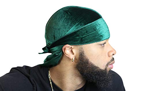 Velvet Durag 360, 540, and 720 Waves Extra Long and Wide, Green, Size One Size