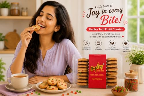 Image of Hapley Tutti Fruity Cookies 300g, Delightfully Crunchy No Palm Oil Cookies Loaded with Colorful Tutti Fruity