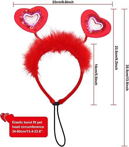 Vincha de corazón para perro rojo talla grande miniatura 2