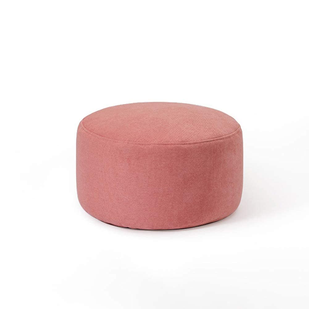 Repose-Pieds en Tissu Ottoman Rond Rose | Pouf Tatami Japonais