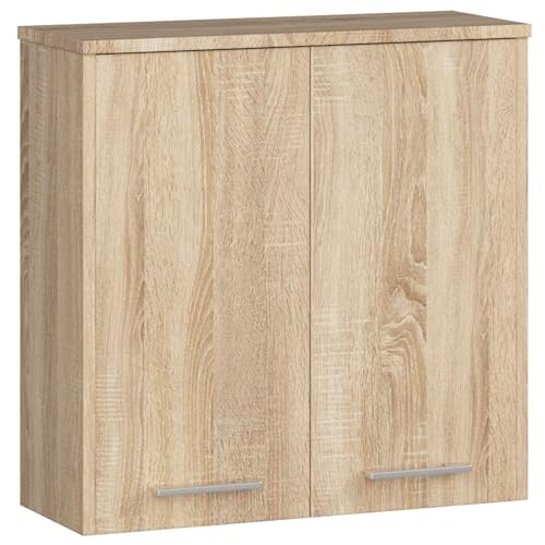 AKORD Meuble Haut WC Suspendu | Fin L60 | 2 Portes | Etagere Murale | Commode Salle de Bain | Armoire | Rangement | Toilette Mural | Placard Cuisine | L60 x...