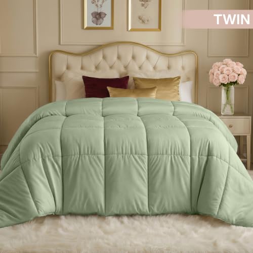 Image of Utopia Bedding Comforters Twin Size, All Season Duvet Insert, Down Alternative Box Stitched Bed Comforter with Corner Tabs, Machine Washable (Sage Green)