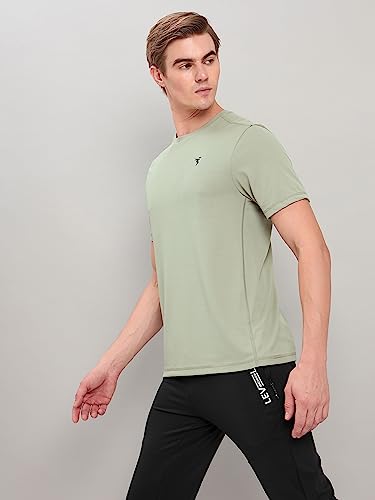 Image of TECHNOSPORT Men's Slim Fit Polyester Activewear Sports T-Shirt with Moisture-Wicking Comfort for Workout, Running & Gym