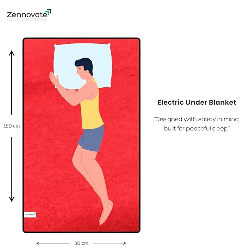 Image of Superior ISO Certified & ZED Certified Electric Under Blanket |Bed Warmer with Multiple Heat Controls (Body, Foot, High, Low)| Shock Proof | Single Bed Size (150cmx80cm) | 10 Year Warranty