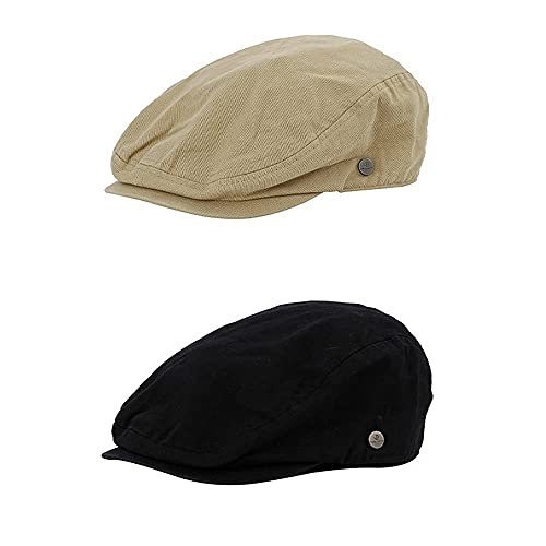 Croogo Men's Cool Scally Summer Newsboy Flat Ivy Cap Driving Cabbie Golf Hat Irish Catsby Beret Hat Outdoor Sunhat,Black-Bl58 #TOP5
