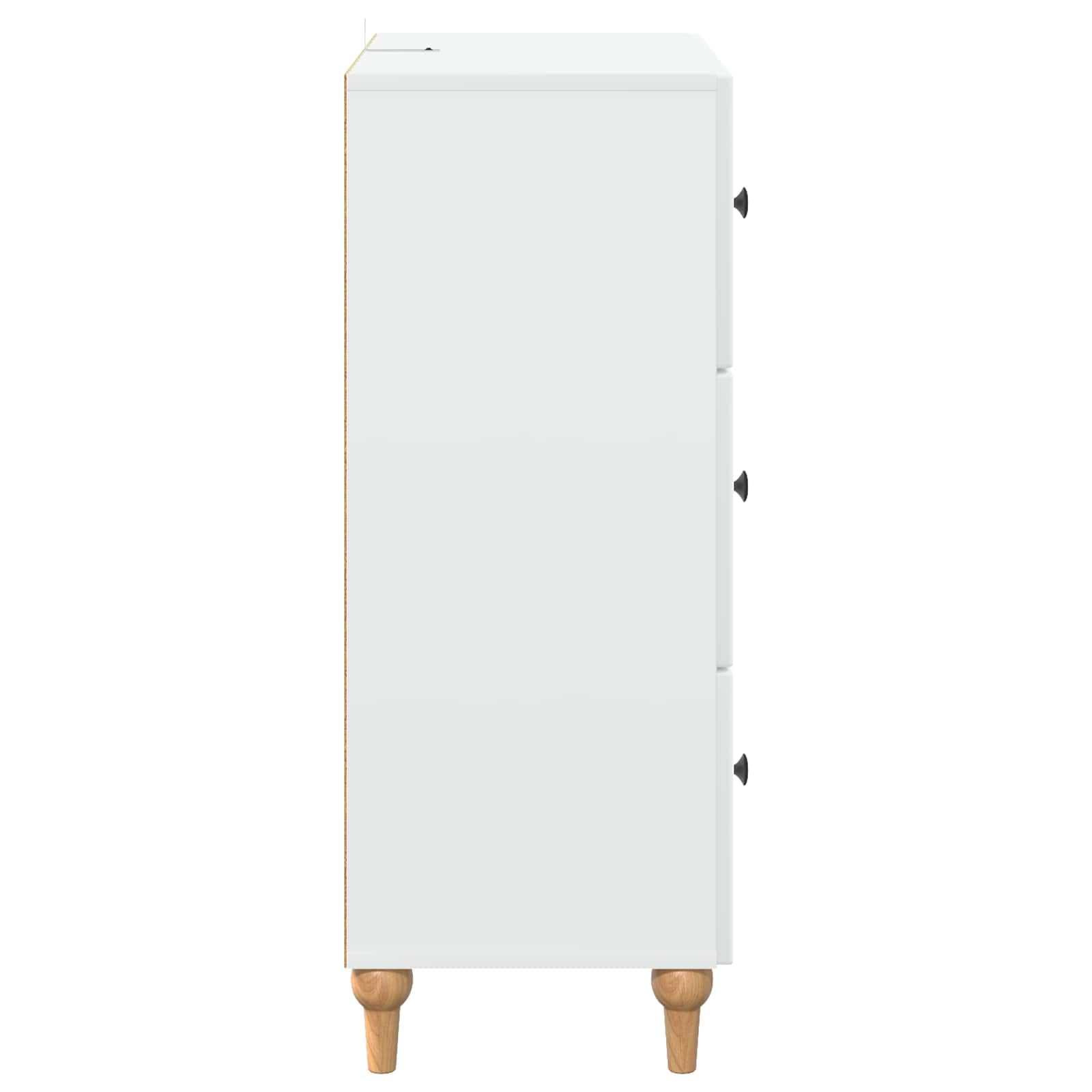 Cassettiera bianca con 3 cassetti, cassettiera moderna, 66 x 34,5 x 90 cm, in legno, sottile, per soggiorno e corridoio, armadio multiuso senza tempo