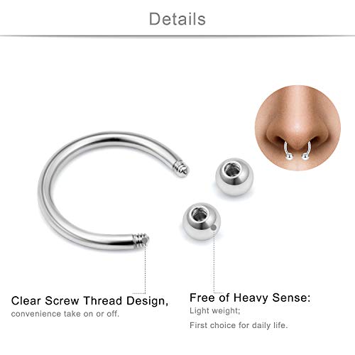 SCERRING 16g Lip Rings Stainless Steel Horseshoe Labret Monroe Lip Rings Nail Tragus Rook Helix Cartilage Earrings Studs Ring Medusa Piercing Jewelry 36PCS2