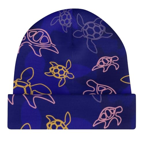 Sea Turtle Kids Beanie Hat for for Girls Boys Children Cap Winter Knitted Chemo Cancer Headwear Accessories Gifts Decoration Black4