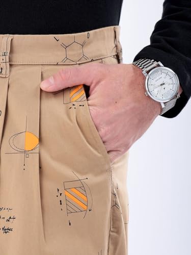 Image of The Indian Garage Co Men Mid Rise Relaxed Cropped Face Print Mid-Rise Stretchable Chinos