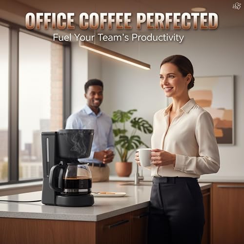 Image of Drumstone 1.2L Drip Coffee Maker with Glass Carafe, 10-Cup Coffee Machine with Keep Warm Plate & Auto Shut-Off for Home, Office & Daily Brewing