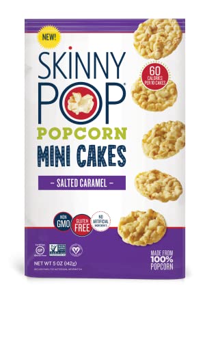 Image of SkinnyPop Salted Caramel Popcorn Mini Cakes, Grocery Size Bags, Skinny Pop, Healthy Popcorn Snacks, Gluten Free, 5oz (Pack of 4)