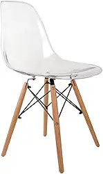 Cadeira Eames Transparente - Base Madeira Natural