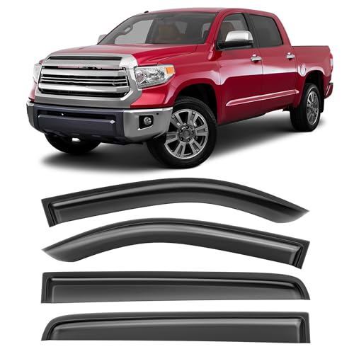 Image of Shatterproof Taped-On Window Deflectors for Toyota Tundra Crew Max 2014-2021, Rain Guards, Window Visors for Car, Vent Deflector, 4pcs